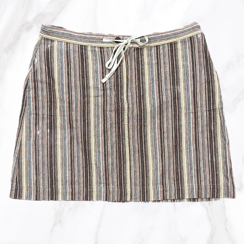 Christopher & Banks Women's 100% Cotton Striped Drawstring Skirt, Size 14